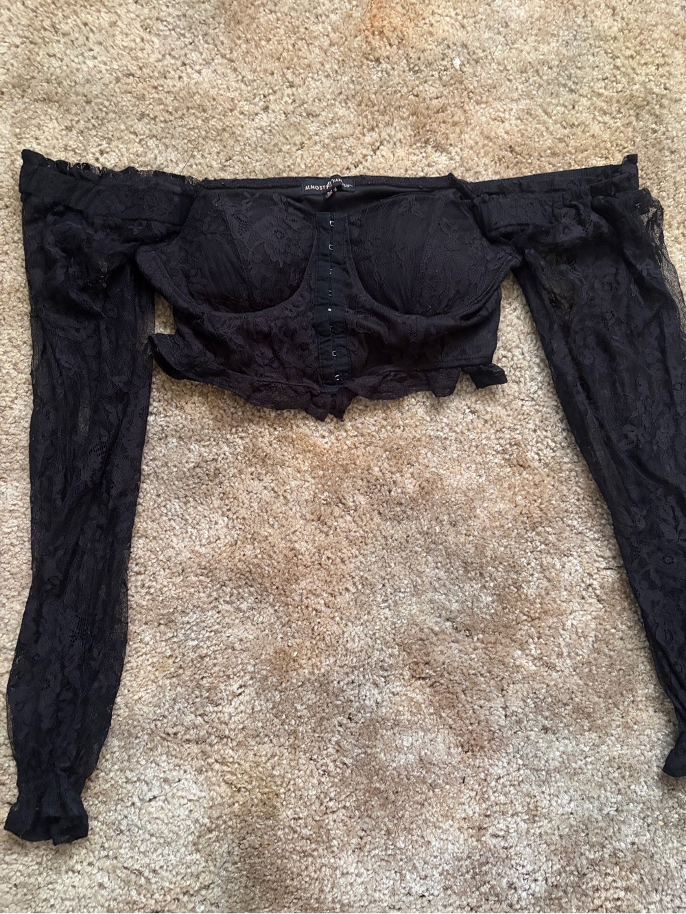 Almost Famous Black Lace Off-Shoulder Bandeau Crop Top